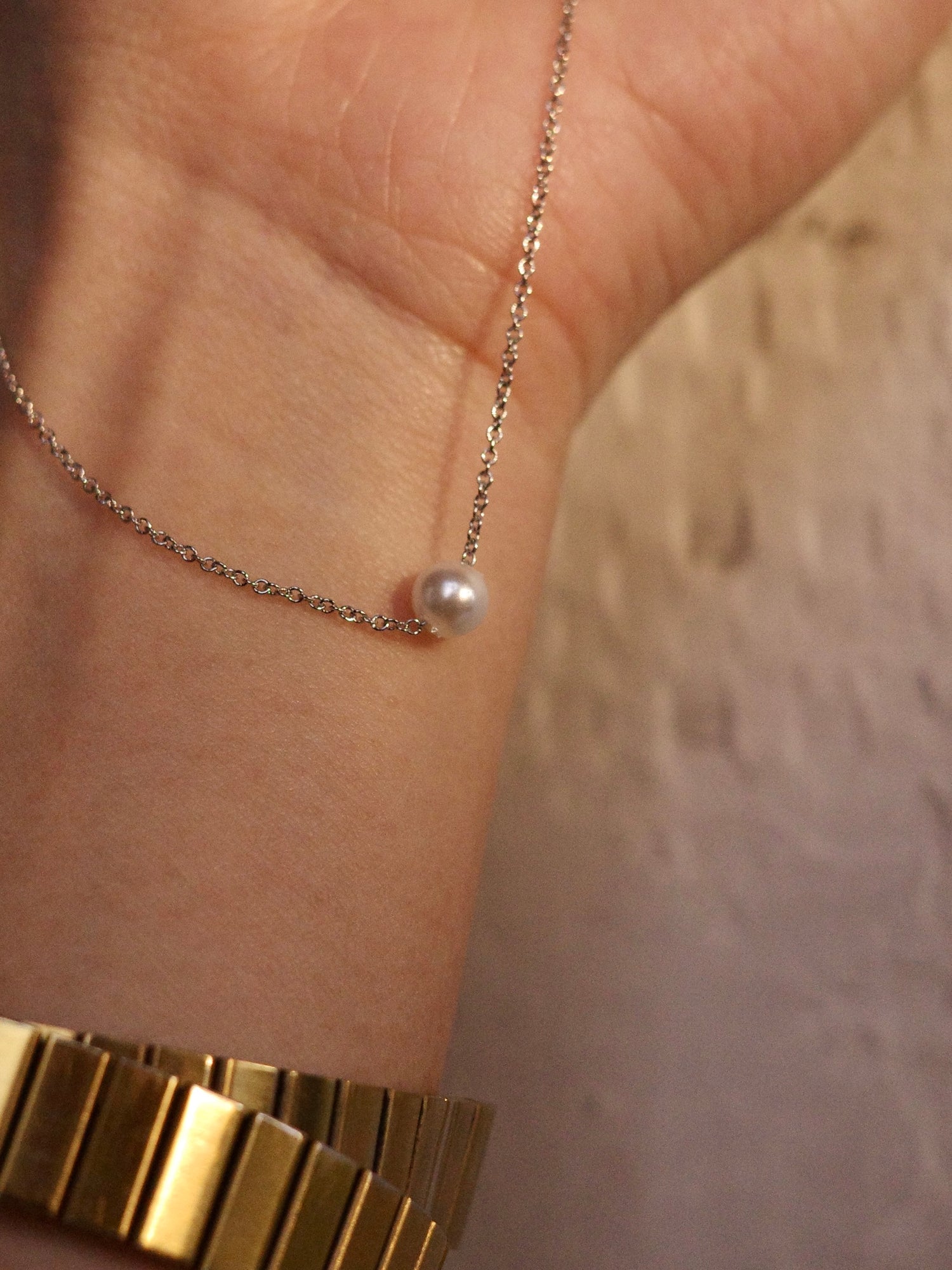 "Virtuous Woman" Handcrafted Pearl Silver Necklace
