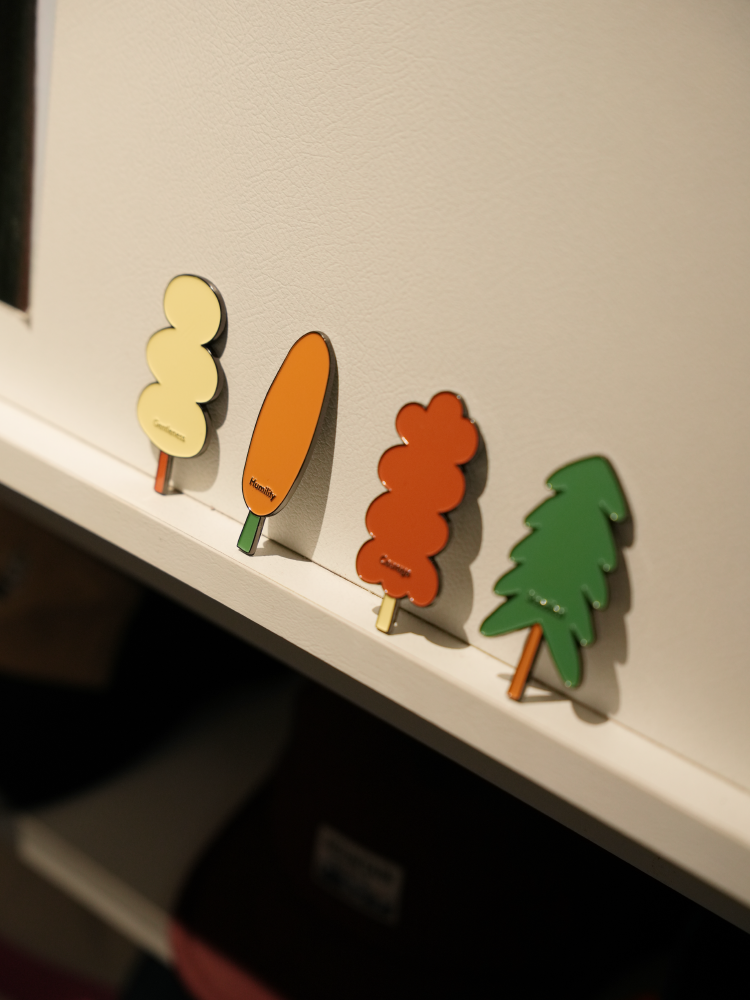 "Four Christmas Trees" Metal Fridge Magnet