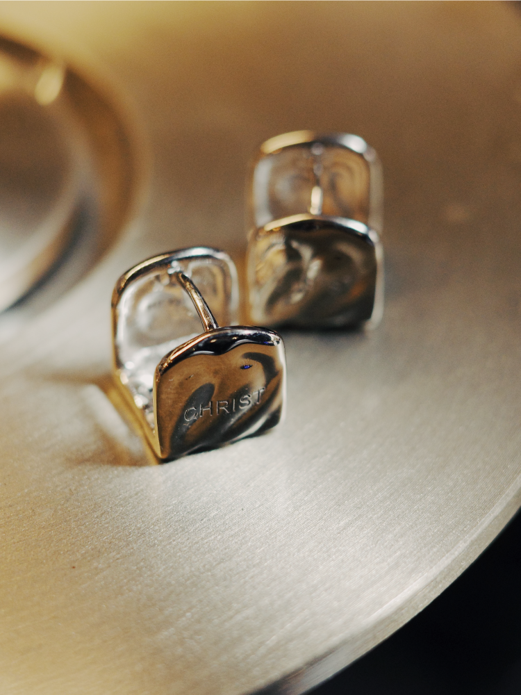 "Christ the Rock" Handcrafted Silver Earrings