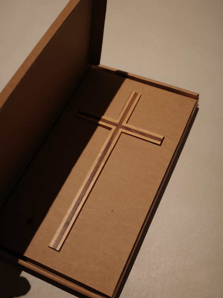 "He Loves Me" Solid Wood Cross