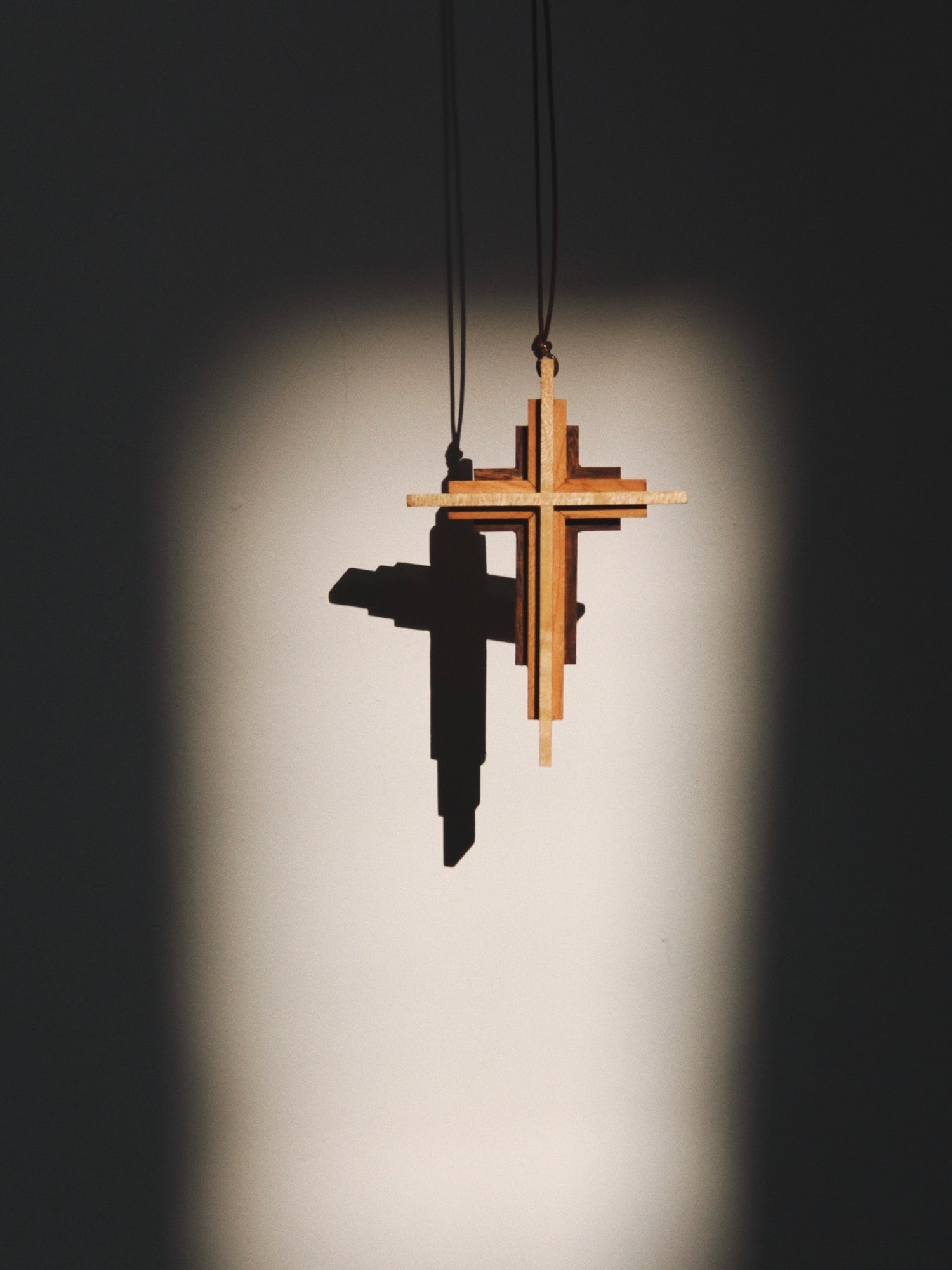 "The Way" Handcrafted Wood Cross Car Charm