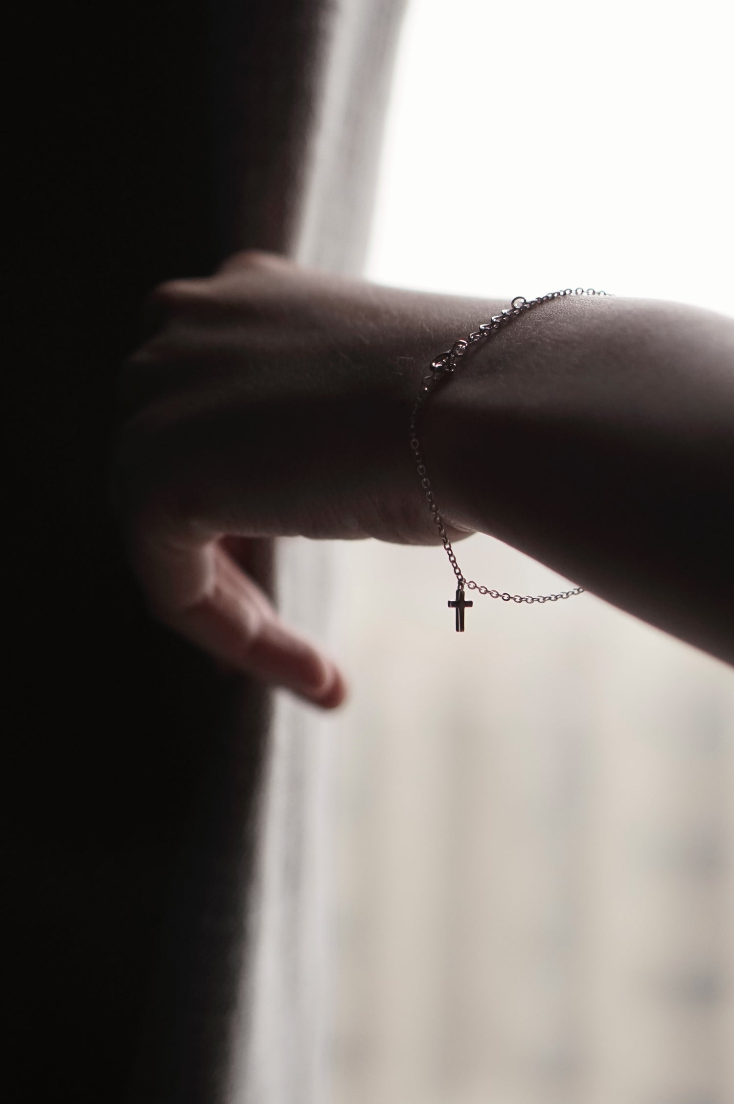 "Christ the Rock" Handcrafted Silver Cross Bracelet
