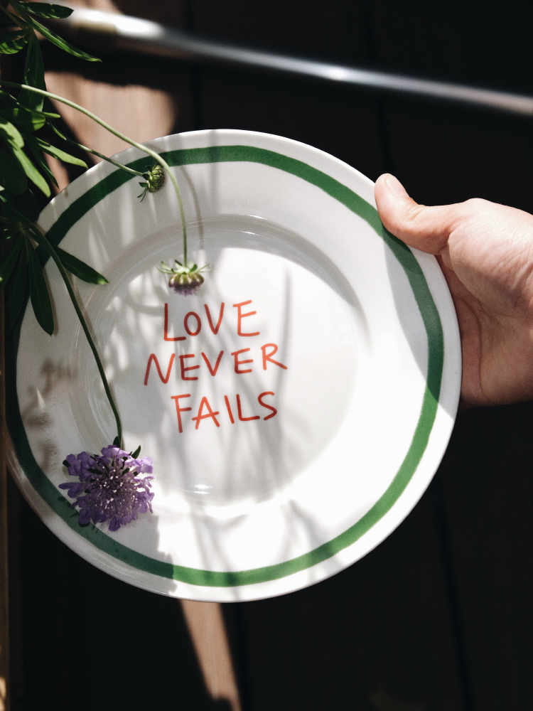 "Love Never Fails" Ceramic Plate